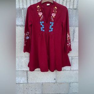 Tiptupu women’s Velvet V neck Long sleeve shift mini dress not new normal wear